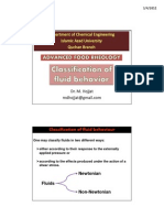 Classification of Fluid Behaviour: Newtonian Fluids Non-Newtonian