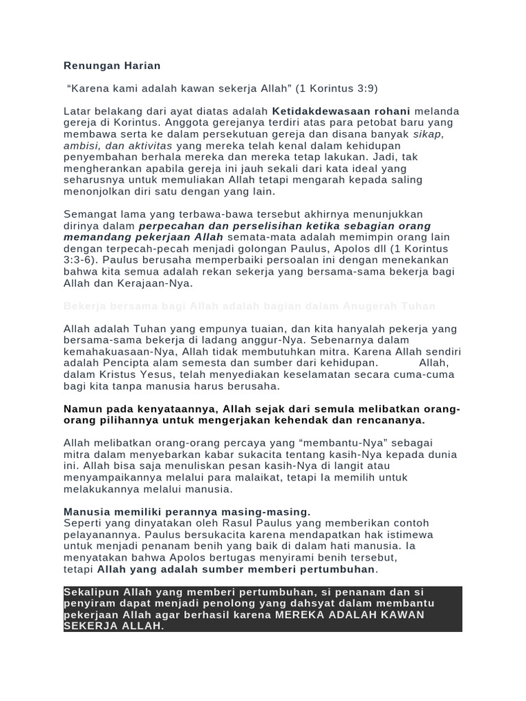 Menjadi Rekan Sekerja Allah | PDF