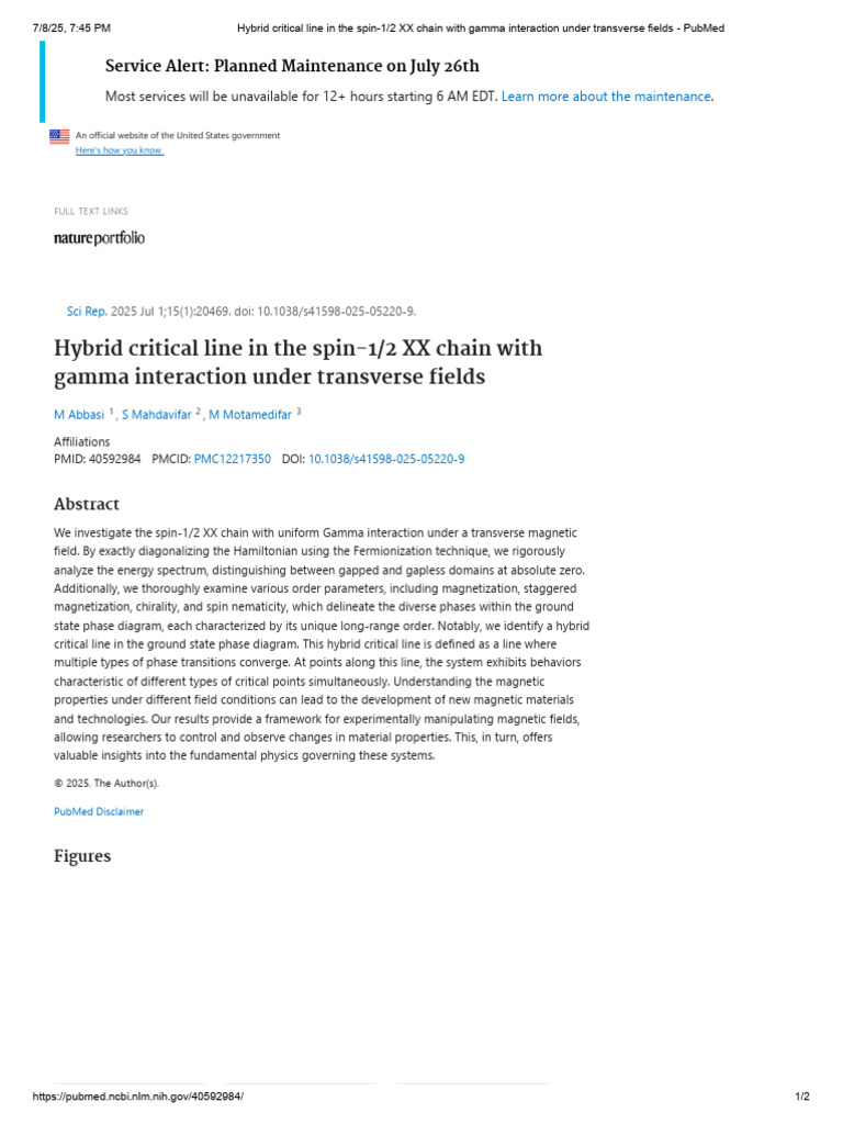 Hybrid Critical Line in The Spin-1 - 2 XX Chain With Gamma Interaction ...