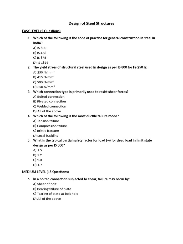 Steel Structures Design Quiz | PDF | Buckling | Bending