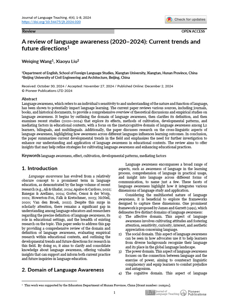 Trends in Language Awareness Research | PDF | Second Language | Awareness