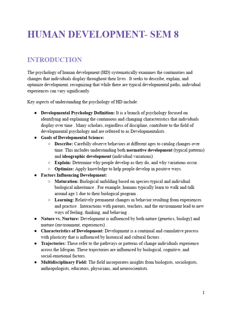 Human Development Overview: Stages & Factors | PDF | Prenatal ...