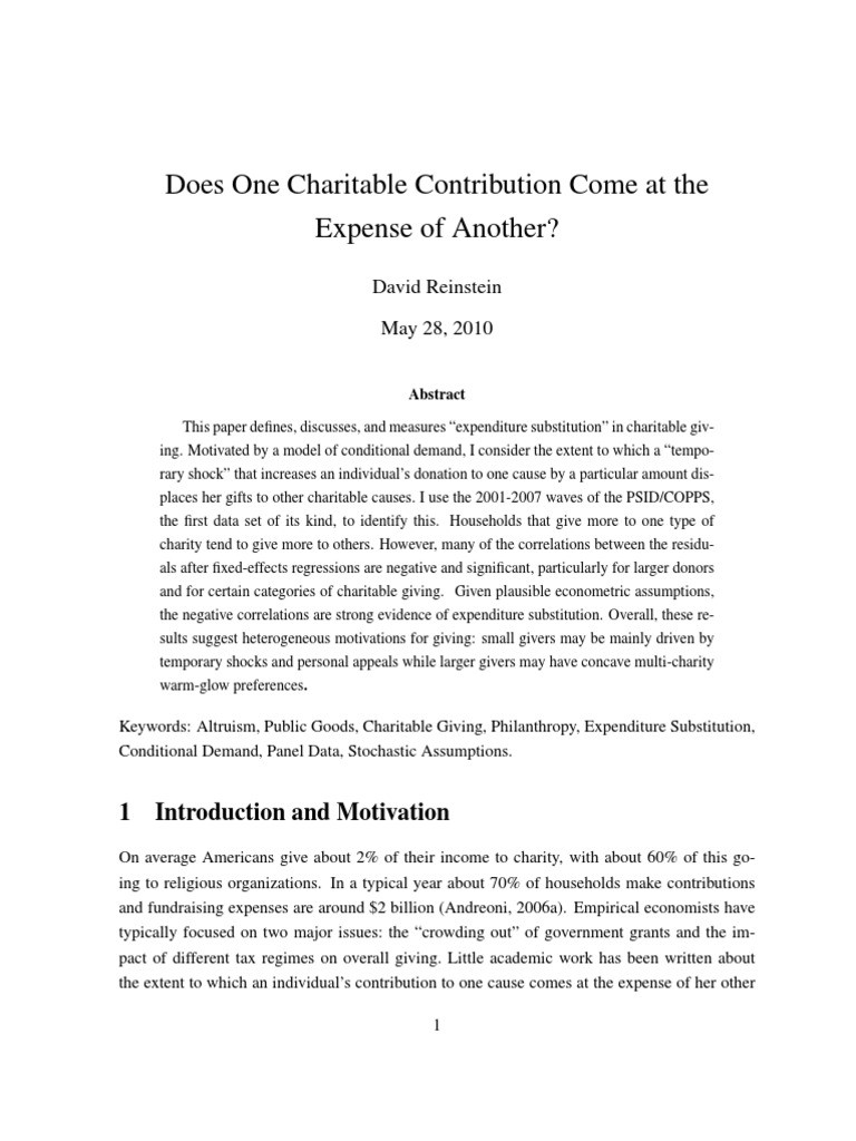 Impact of Shocks on Charitable Giving | PDF | Regression Analysis ...