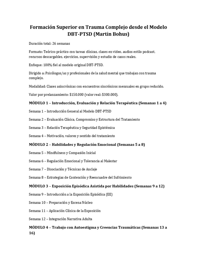 Curso DBT-PTSD: Formación en Trauma Complejo | PDF