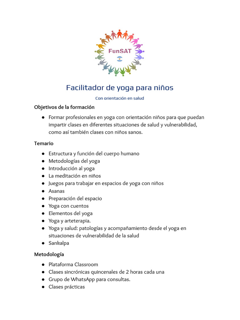 Facilitador de Yoga para Niños | PDF