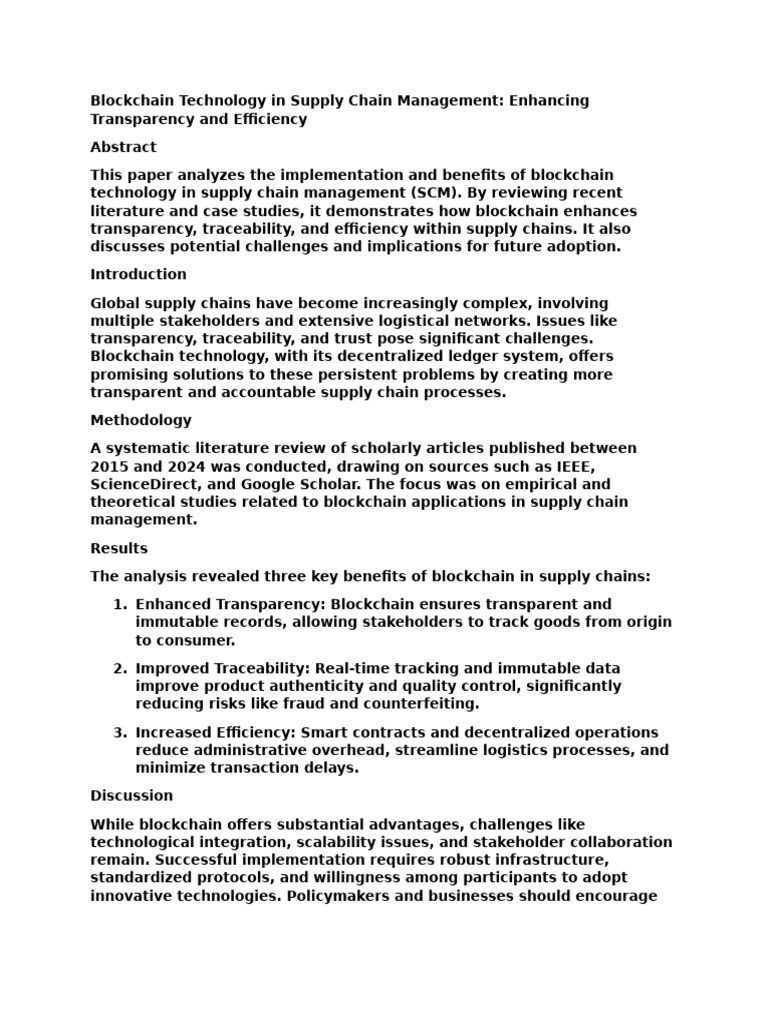 Blockchain in Supply Chain Management | PDF | Supply Chain Management ...