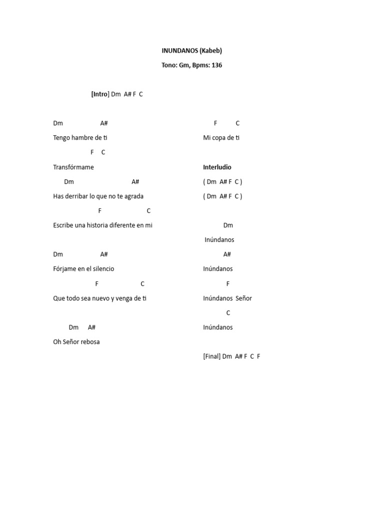Inúndanos: Letra y Acordes | PDF