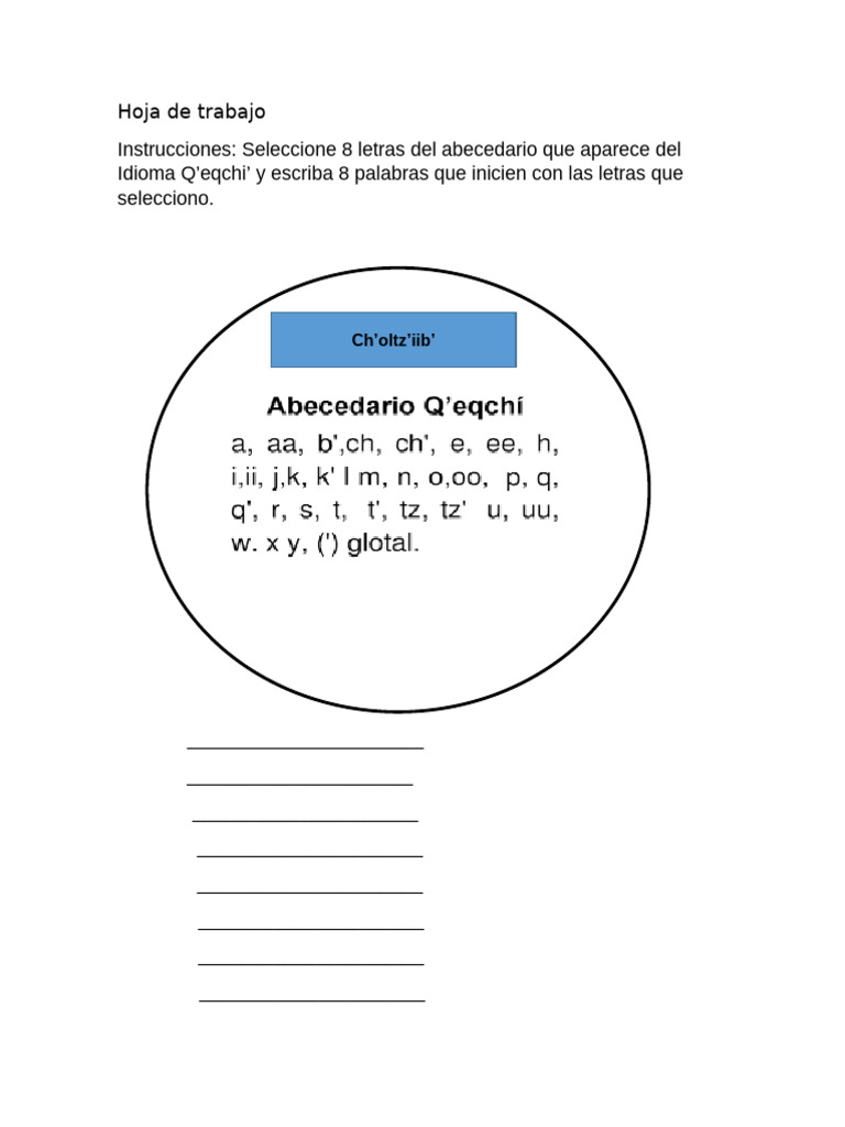 Hoja de Trabajo Qeqchi | PDF
