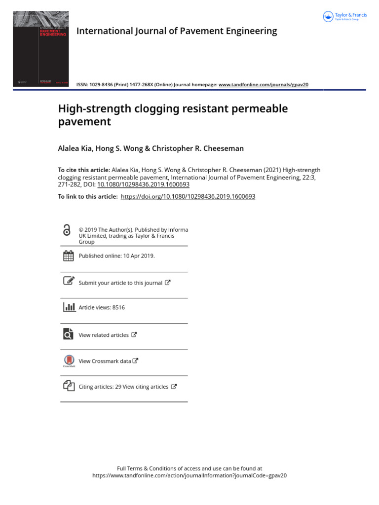 High-Strength Clogging Resistant Permeable Pavement | PDF | Porosity ...