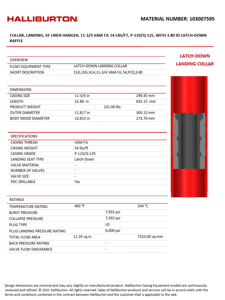 Landing Collar - 103007595 | PDF | Valve | Mechanical Engineering