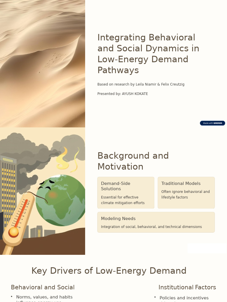 Integrating Behavioral and Social Dynamics in Low Energy Demand ...