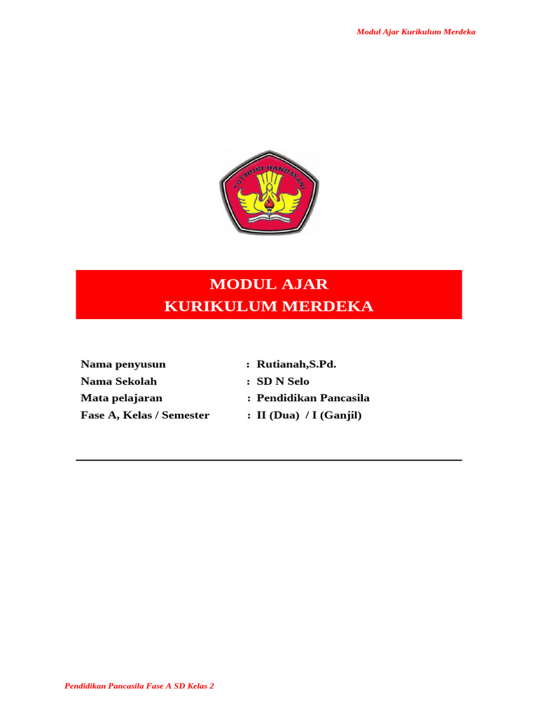 Modul Ajar Pendidikan Pancasila Kelas 2 Bu Ruti | PDF