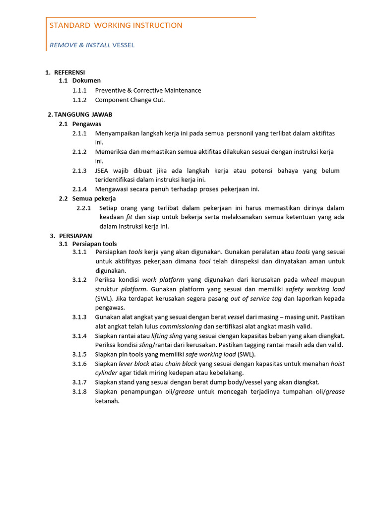 SWI - Remove & Instal Vessel | PDF