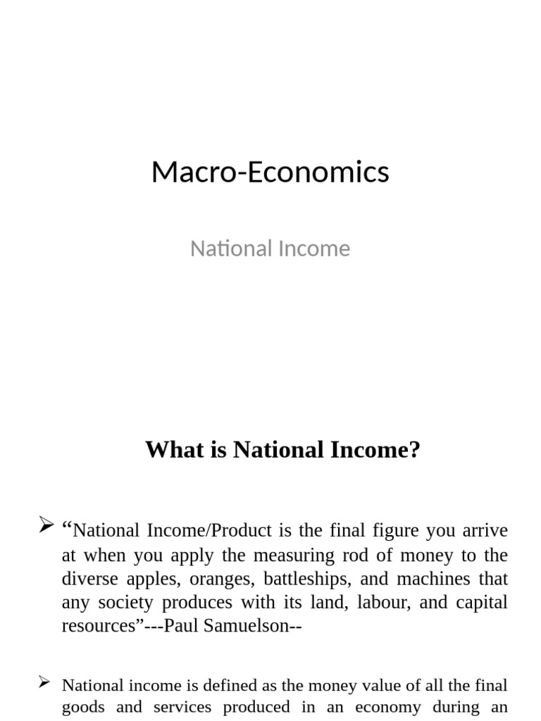 MacroEconomics - National Income | PDF | Measures Of National Income ...