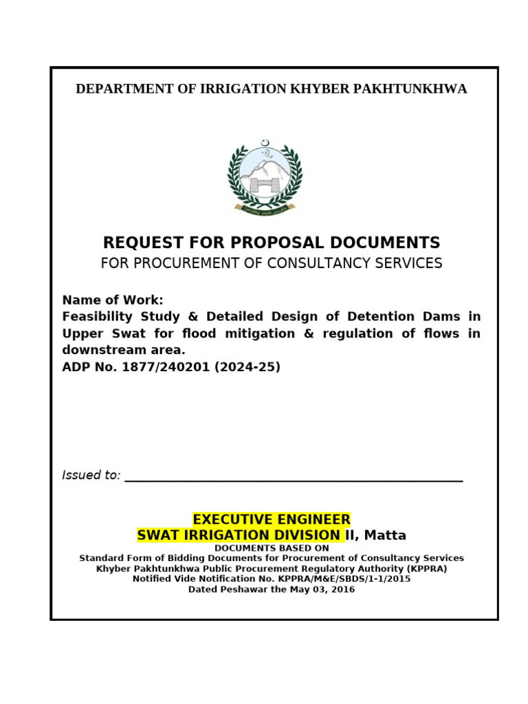 RFP for Upper Swat Detention Dams Design | PDF | Taxes | Per Diem