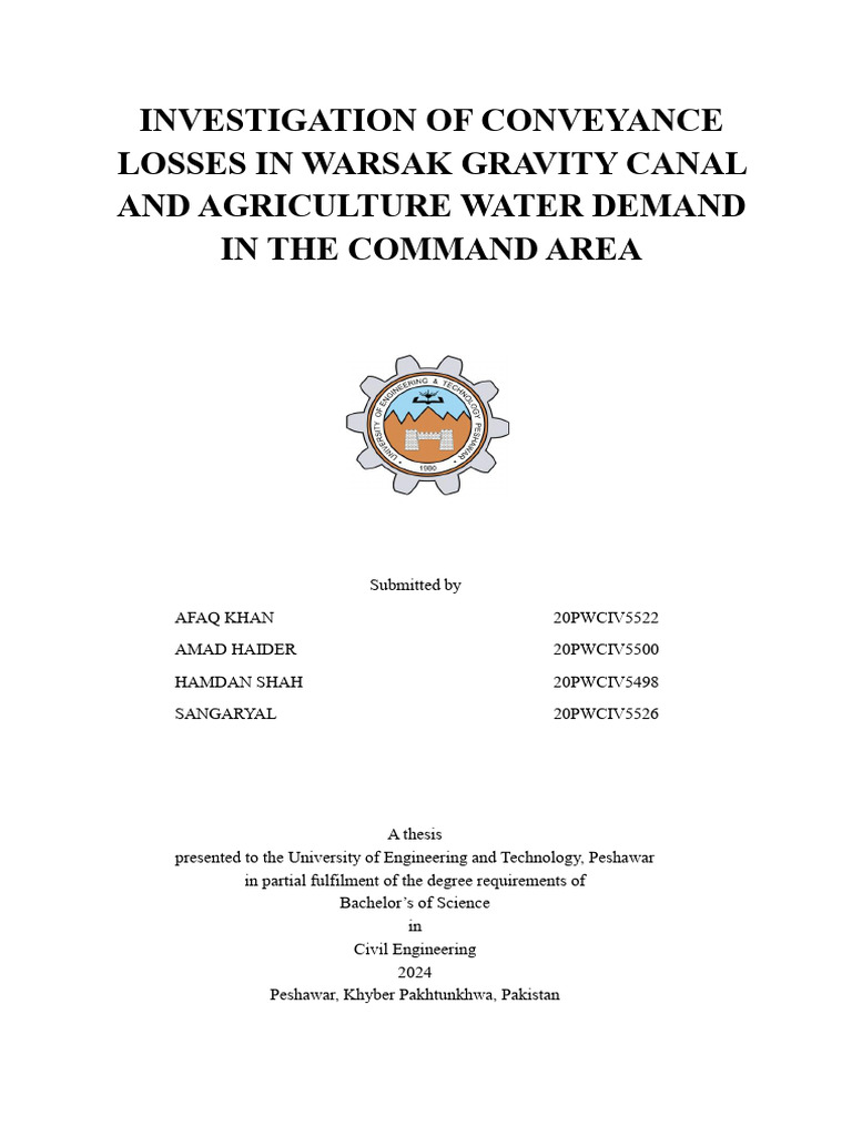 Conveyance Losses in Warsak Canal Analysis | PDF | Water Conservation ...
