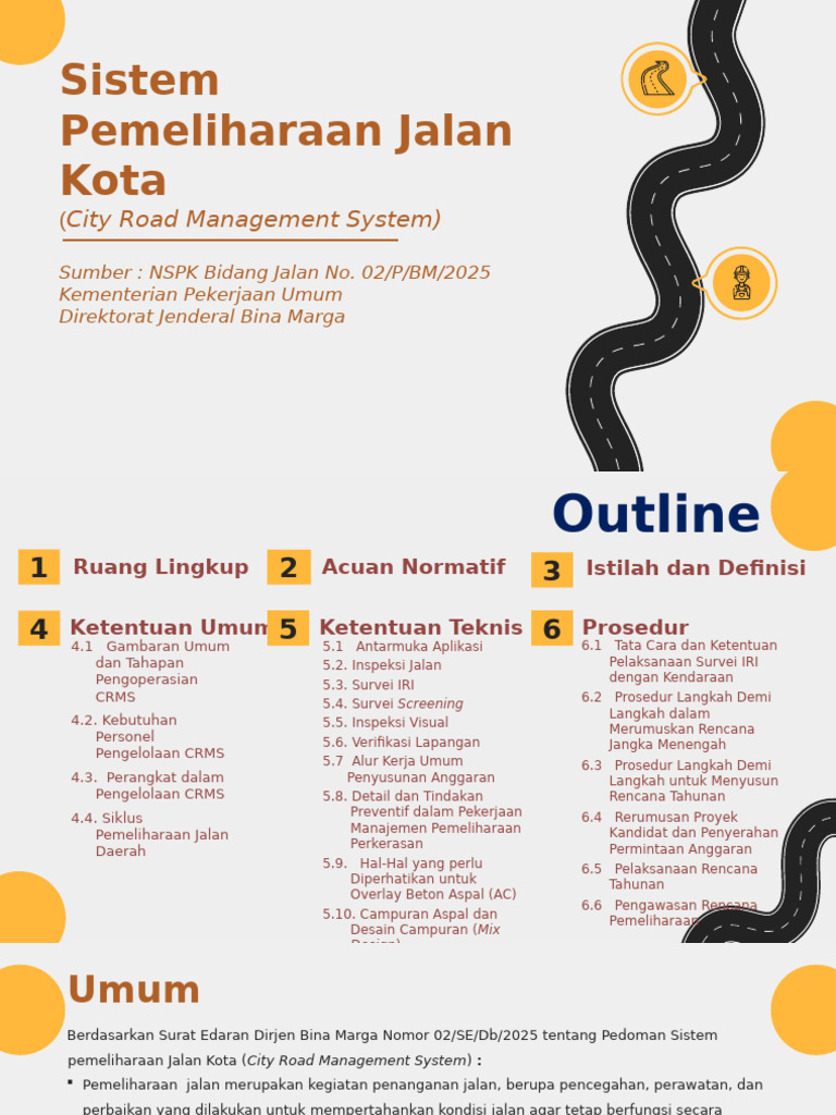 Sistem Pemeliharaan Jalan Kota Sesuai NSPK | PDF