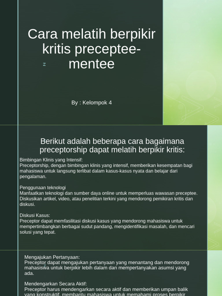 Cara Melatih Berpikir Kritis Preceptee-Mentee | PDF