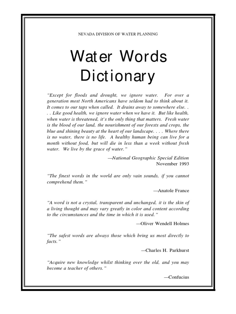 Water Words Dictionary Agriculture Sewage Treatment