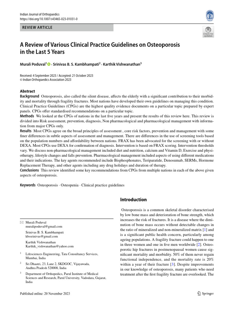 Clinical Guidelines on Osteoporosis Review | PDF | Osteoporosis ...