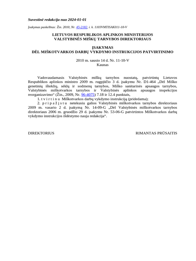 Miskotvarkos Darbu Vykd Instrukc | PDF