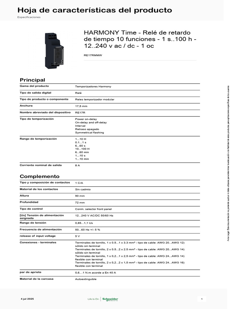 Schneider Timer Relay RE17RMMW at ₹ 190/piece | Timer Delay Relay in