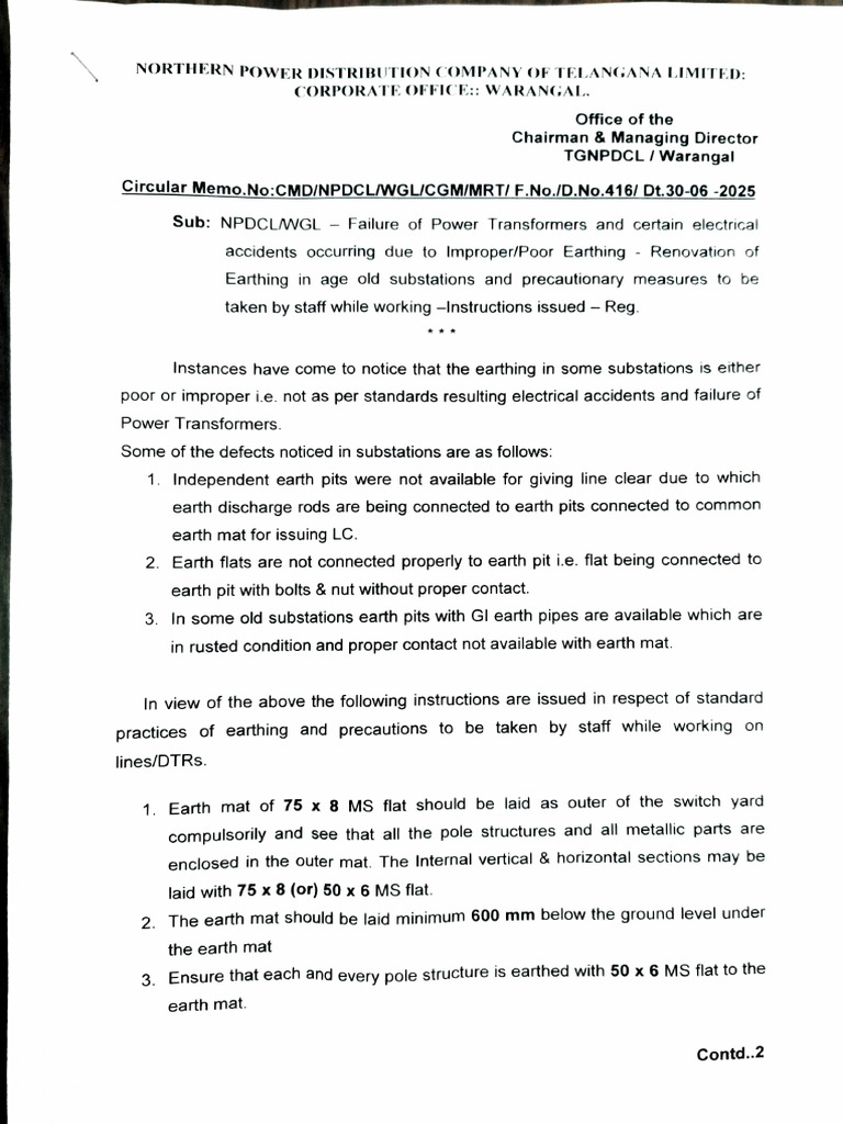 NPDCL Guidelines for Transformer Earthing | PDF | Electromagnetism ...