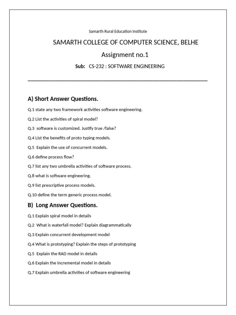 Assignment No 1 Software Eng | PDF