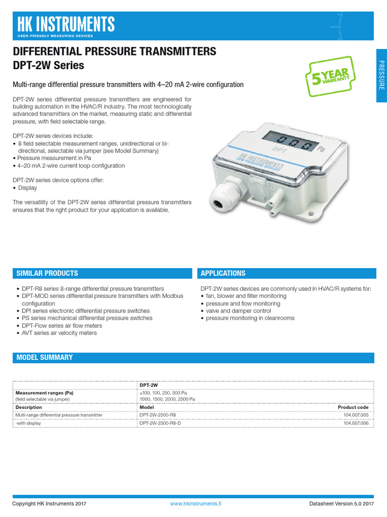 DP Transmitter (DPT-2W) | PDF | Pressure Measurement | Electrical ...