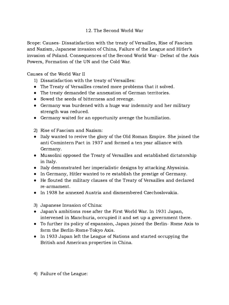 Causes and Consequences of WWII | PDF | World War II | Nazi Germany