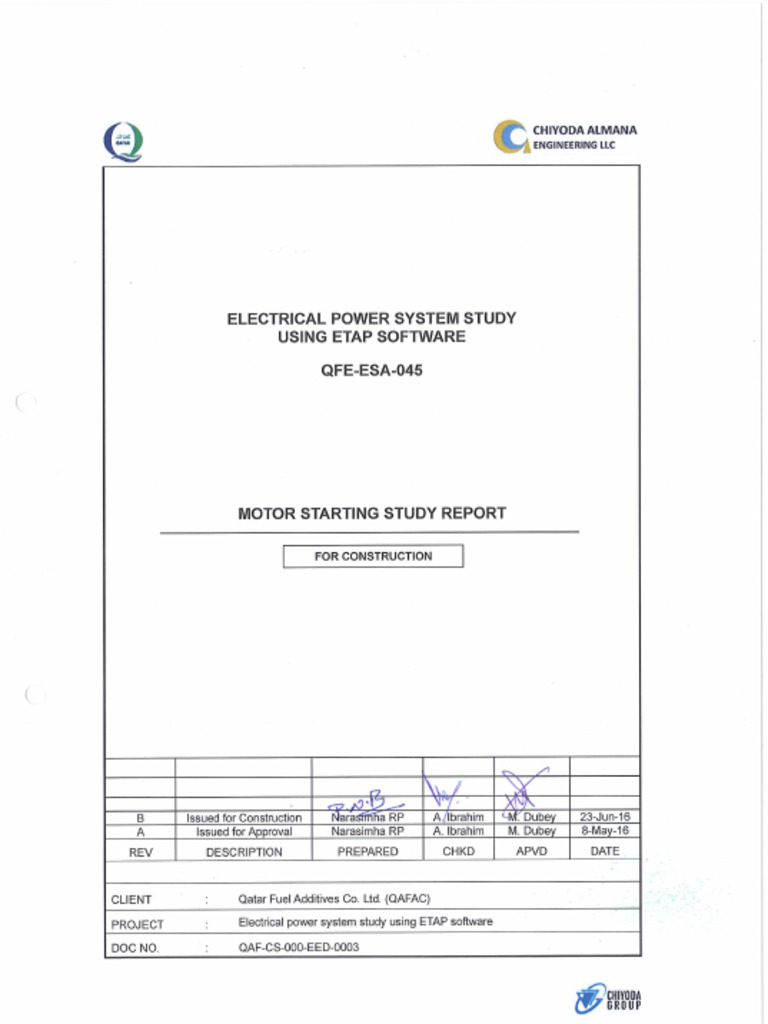 Motor Starting Study Report Summary | PDF | Transformer | Voltage