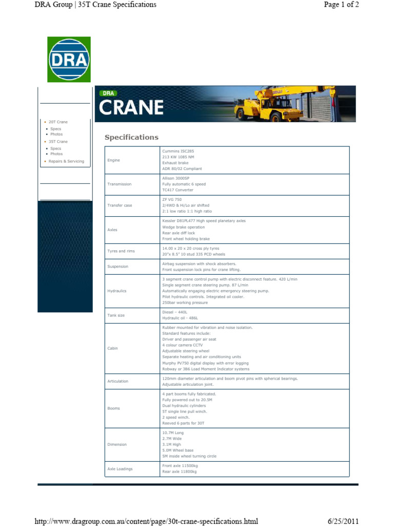 HTTP WWW - Dragroup.com - Au Content Page 30t-Crane-Specifications | PDF