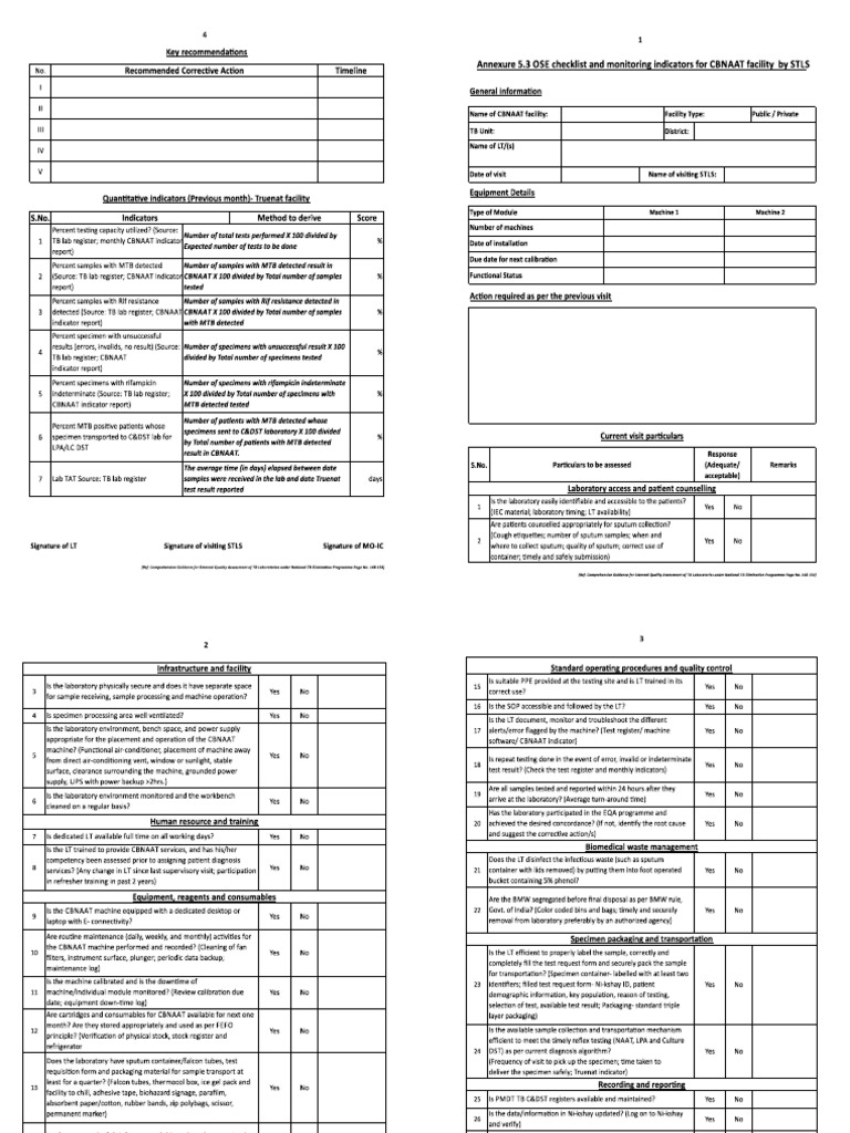 New STLS CBNAAT Facility OSE Check List A3 | PDF