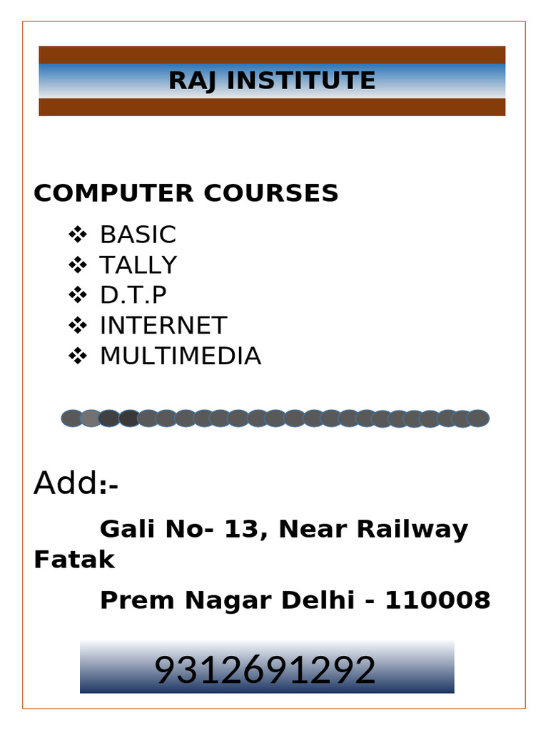 Computer Courses at Raj Institute | PDF