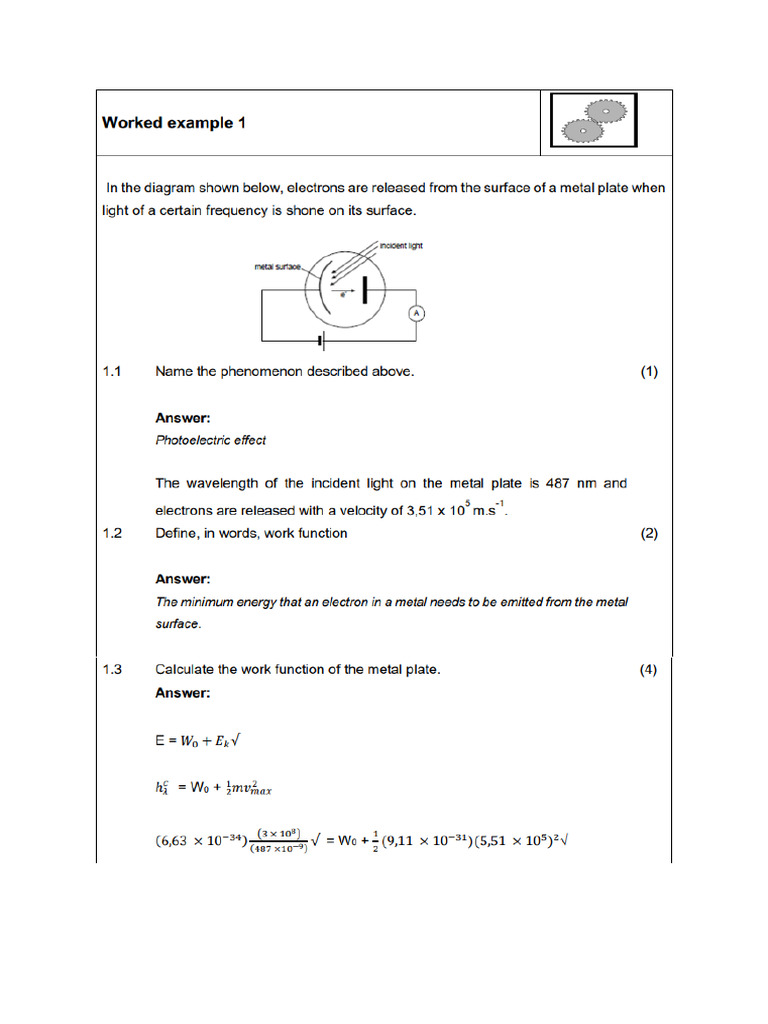 Photoelectric Effect Examples - 075849 | PDF