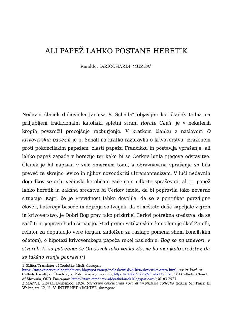 Ali Papež Lahko Postane Heretik | PDF