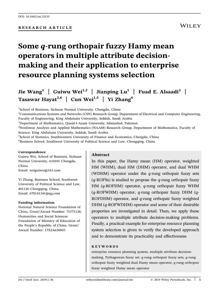 Some Q Rung Orthopair Fuzzy Hamy Mean | PDF | Mathematics