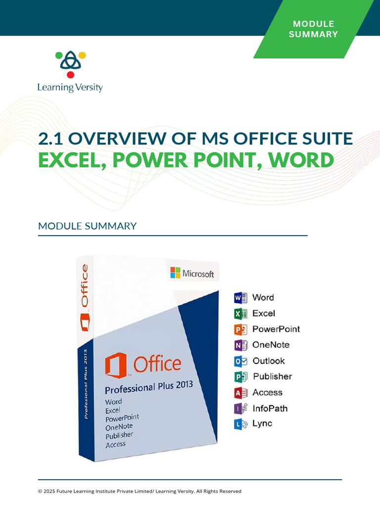 MS Office Suite Overview and Features | PDF | Microsoft Excel | Risk