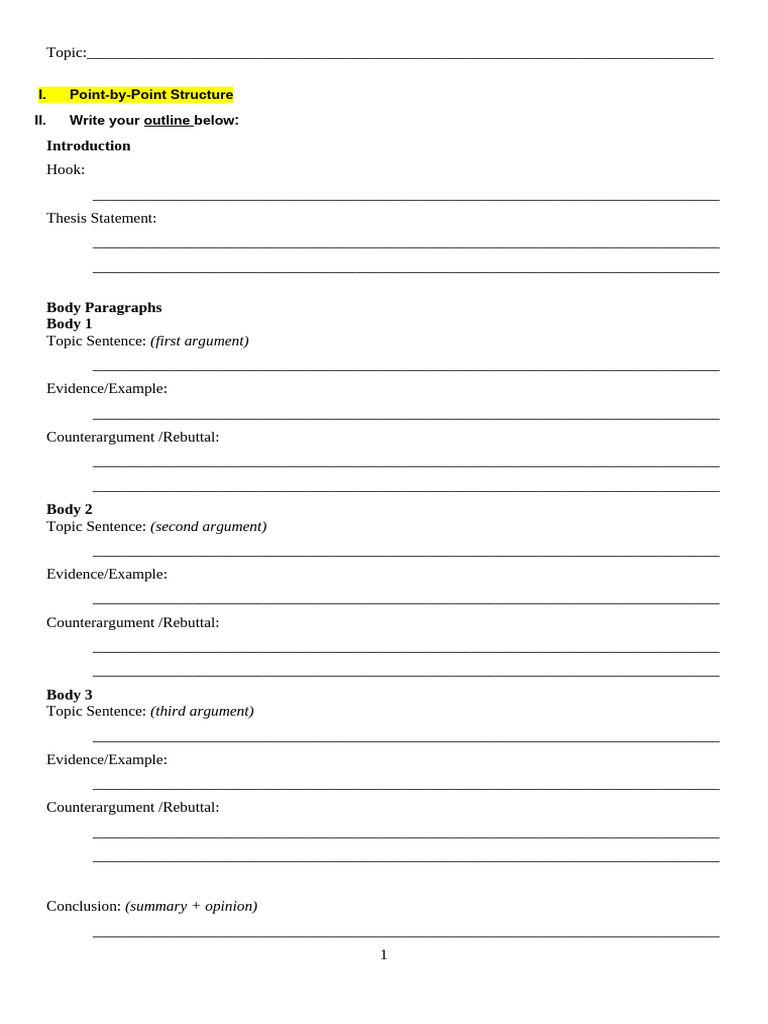 Argumentative Essay Outline | PDF | Argument