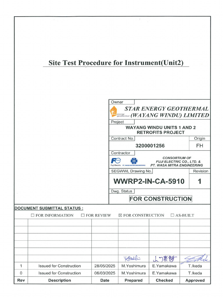 WWRP2-In-CA-5910 - Rev.1 IFC - Site Test Procedure For Instrument (Unit ...