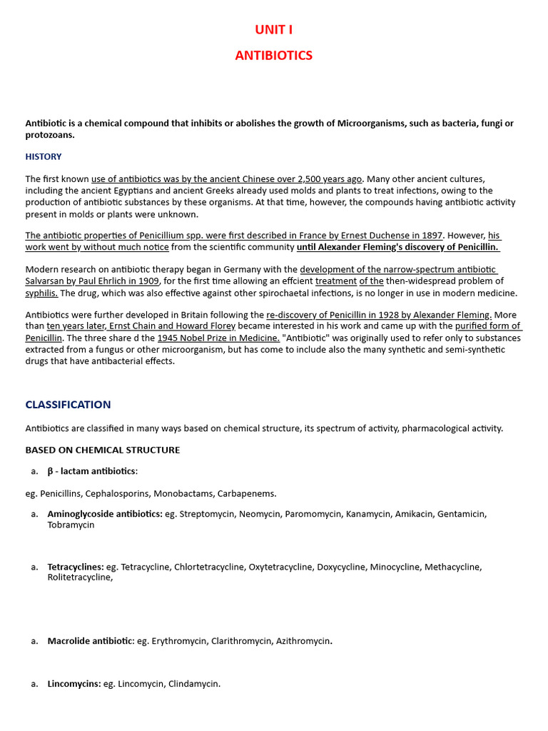 Antibiotics: History, Classification, and Mechanism | PDF | Penicillin ...