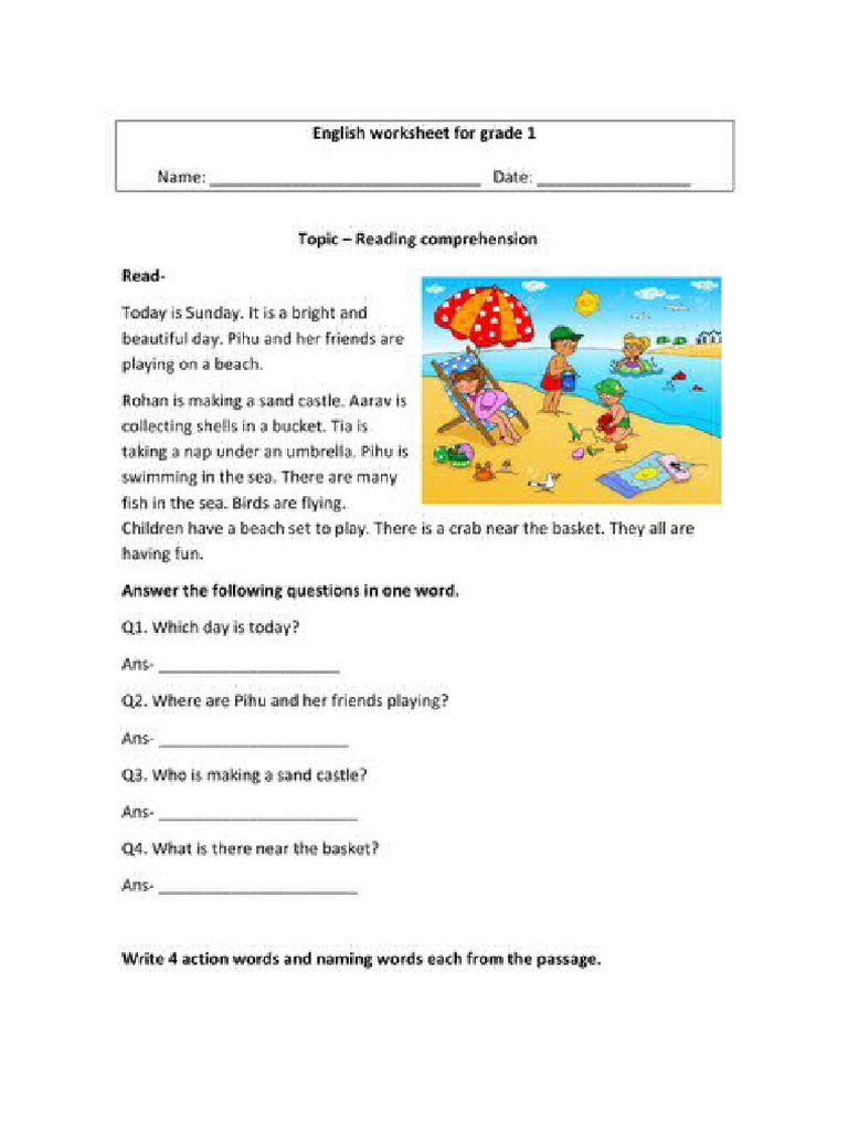 Picture Comprehension Practice | PDF