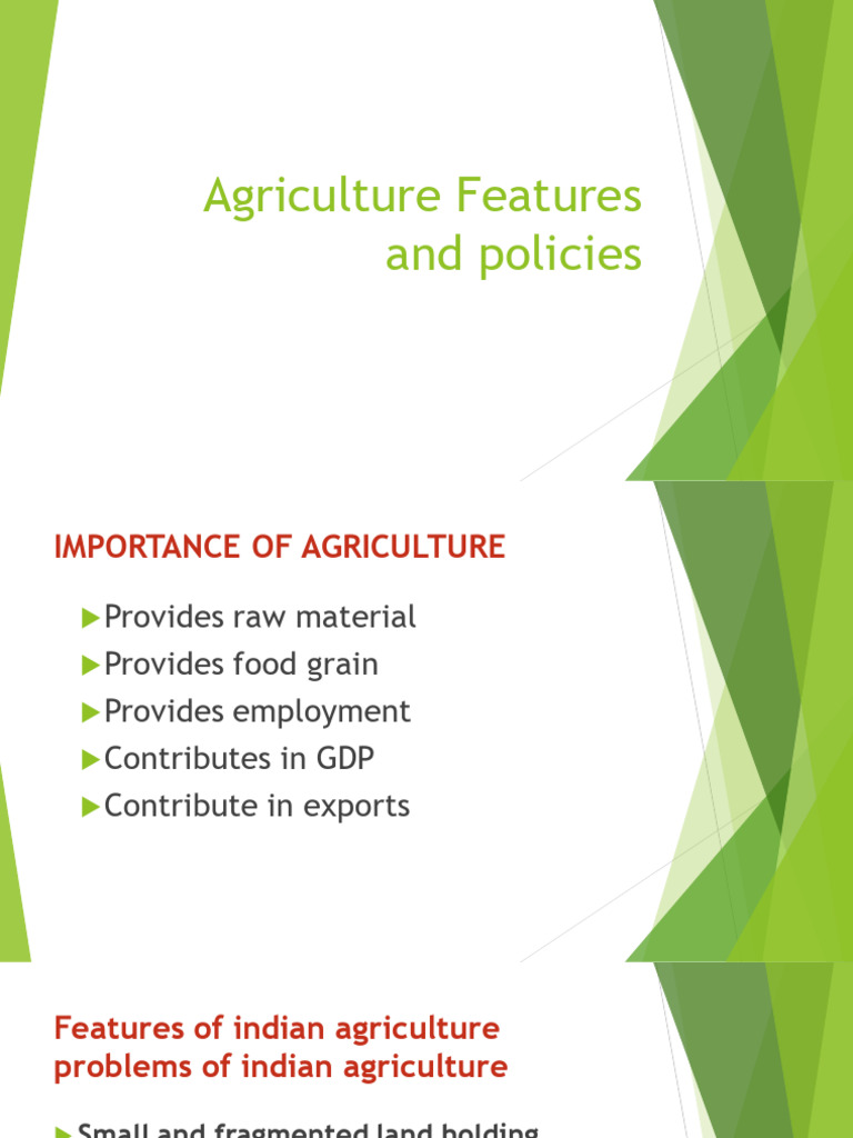 Features and Reforms in Indian Agriculture | PDF | Agriculture | Green ...