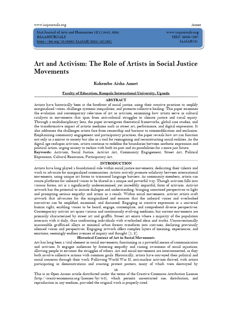 Art as Activism in Social Justice Movements | PDF | Jacob Zuma | Activism