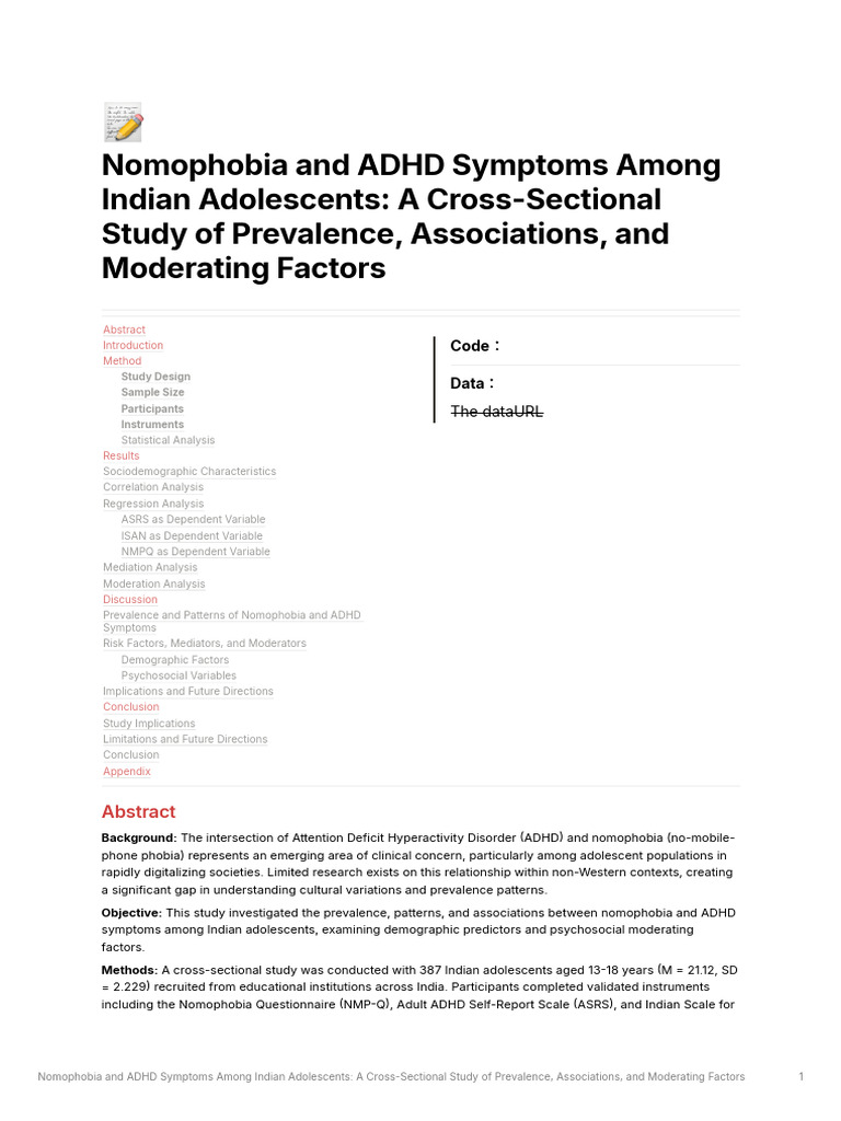 Thumbnail for Nomophobia And Attention Deficit Hyperactivity Disorder