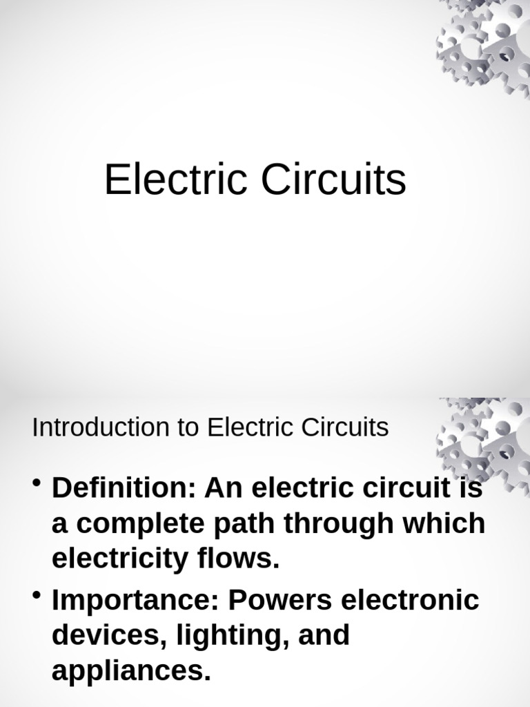 Electric Circuits Presentation Pdf