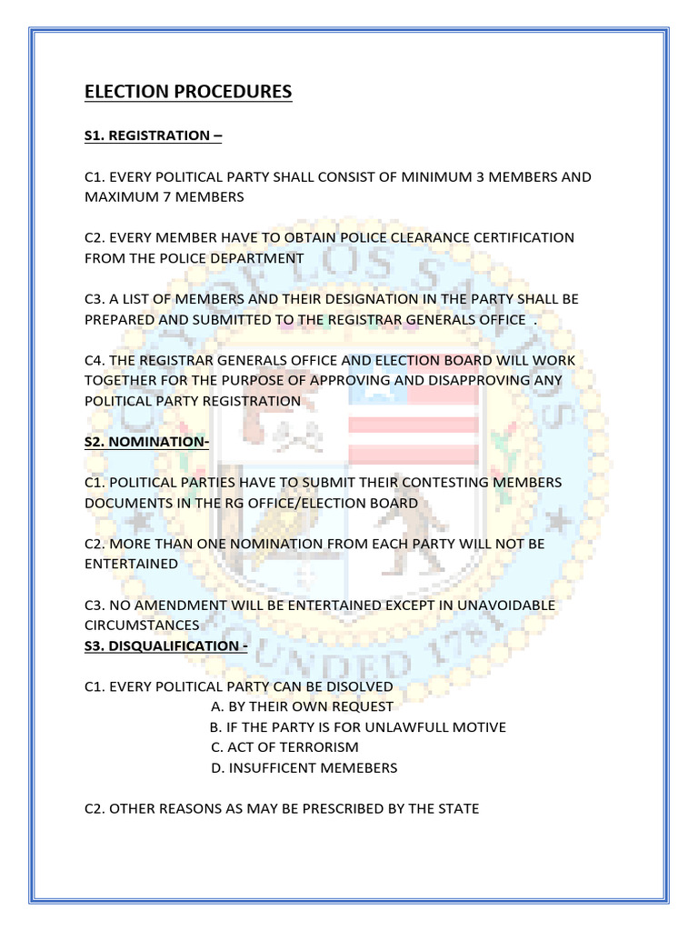 Election Procedures for Political Parties | PDF