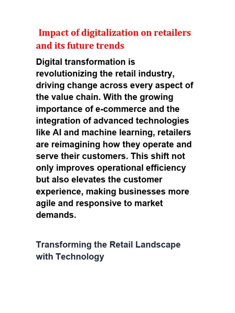 Digital Transformation in Retail Industry | PDF | Retail | E Commerce