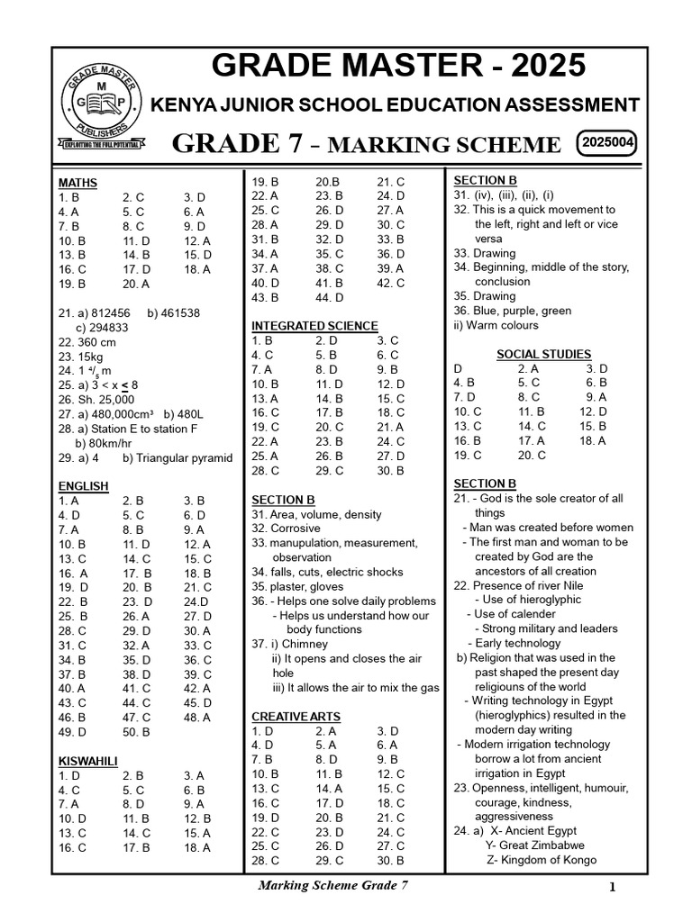Grade 7 Marking Scheme Overview | PDF | Chess Theory | Chess