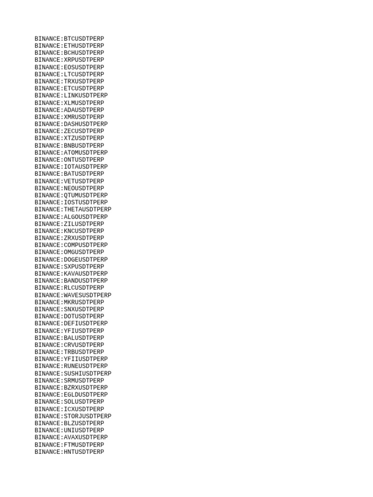Binance All PERP Pairs | PDF